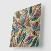 キルテッド虹色離れデザイン スクエア壁時計 (傾斜)