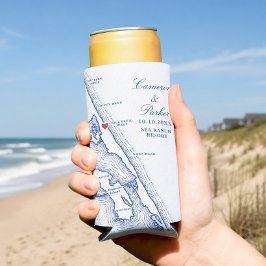 キルデビルヒルズの地図 OBX ネイビーブルーの結婚式の引出物 スリム缶クーラー