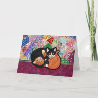 キルトで遊んでいる子ネコ -- 空白のな挨拶状 カード