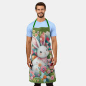 キルトと花のバニー エプロン (着用した状態)