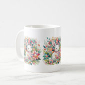 キルトと花のバニー コーヒーマグカップ (正面左)