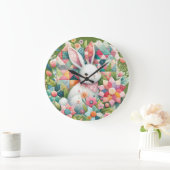 キルトと花のバニー ラージ壁時計 (ホーム)