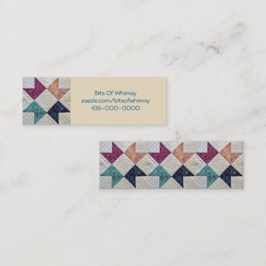 キルトにされたろうけつ染めの名刺 スキニー名刺 (正面/裏面)