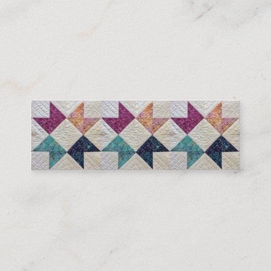 キルトにされたろうけつ染めの名刺 スキニー名刺 (裏面)