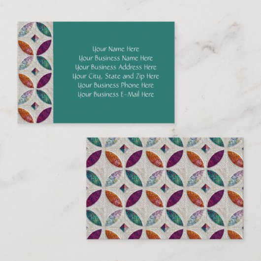 キルトにされたろうけつ染めの名刺 名刺 (正面/裏面)