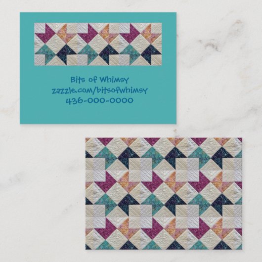 キルトにされたろうけつ染めの名刺 名刺 (正面/裏面)