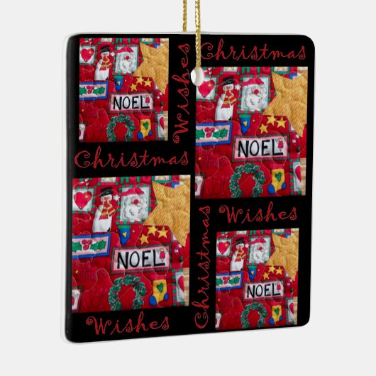 キルトにされたクリスマスは陶磁器のOranamentを望みます セラミックオーナメント (右)