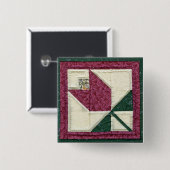 キルトにされた鍋つかみのチューリップPin 缶バッジ (正面&裏面)