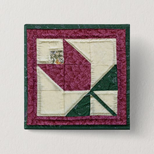 キルトにされた鍋つかみのチューリップPin 缶バッジ (正面)