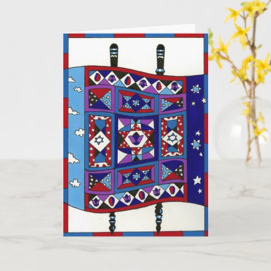 キルトにされたTorah カード (黄色い花)