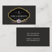 キルトにされる美容師の金ゴールドの花のラベルの贅沢な暗闇 名刺 (正面/裏面)