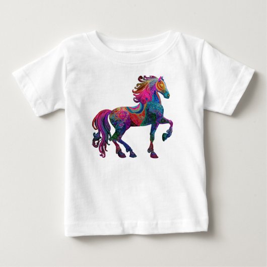 キルトのような馬 ベビーTシャツ (正面)
