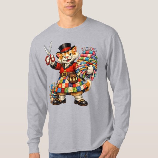 キルトのキルトを履いたオレンジの子猫Tシャツ Tシャツ (正面)