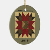 キルトのクリスマスの花のオーナメント セラミックオーナメント (右)