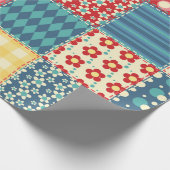 キルトのシームレスパターン。ヴィンテージパッチワークの背景 ラッピングペーパー (角)