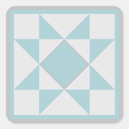 キルトのステッカー-星(青か灰色) スクエアシール (正面)