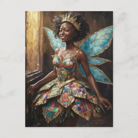 キルトのドレスを着た妖精 ポストカード (正面)