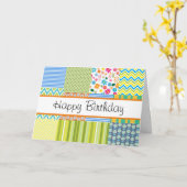 キルトのパッチワーク グリーティング カード (黄色い花)