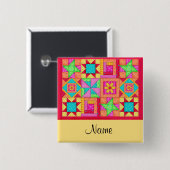 キルトのブロック名ボタンのバッジ 缶バッジ (正面&裏面)