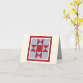 キルトのメッセージカード-オハイオ州の星(赤いですか灰色) カード (黄色い花)