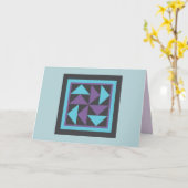 キルトのメッセージカード-オランダ人男性のパズル(紫色か青) カード (黄色い花)