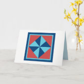 キルトのメッセージカード-風車(海軍か赤) カード (黄色い花)