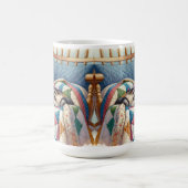 キルトの上で眠る甘い灰色の猫 コーヒーマグカップ (中央)