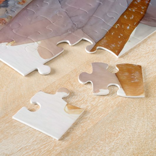 キルトの上で眠る甘い灰色の猫 ジグソーパズル (側面)