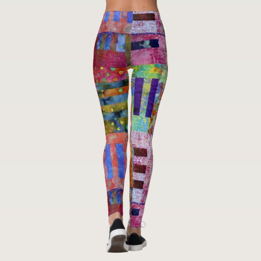 キルトの正方形のデザインのレギンス レギンス (裏面)