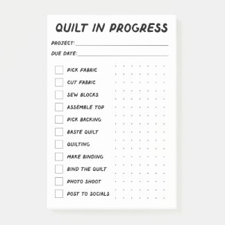 キルトの進行中のチェックリスト ポストイット