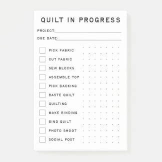 キルトの進行中のチェックリスト ポストイット