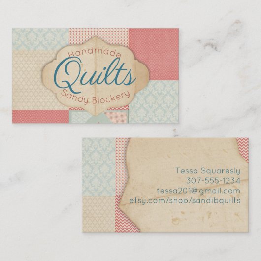 キルトはキルティングの技術のquilterの名刺を妨げます 名刺 (正面/裏面)