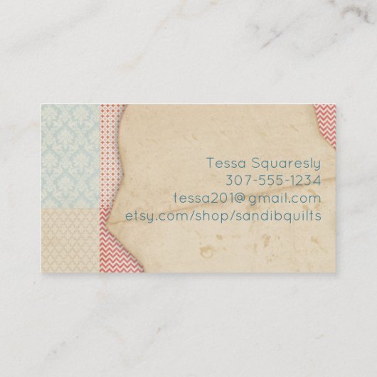 キルトはキルティングの技術のquilterの名刺を妨げます 名刺 (裏面)