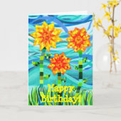 キルトひまわり誕生日カード カード (黄色い花)