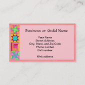 キルトアートビジネスカードコーラルオレンジ背景 名刺 (裏面)