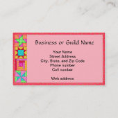 キルトアートビジネスカードコーラルレッド背景 名刺 (裏面)