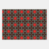 キルトエレガントレッド、ブルー、金ゴールドセット ラッピングペーパーシート (正面2)