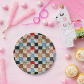 キルトカラフル正方形 ペーパープレート (パーティー)