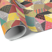 キルトカラフル熱狂するパッチワークパターン ラッピングペーパー (ロールコーナー)