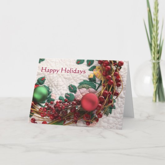 キルトカードのクリスマスリース シーズンカード (正面)