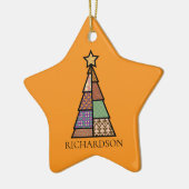 キルトクリスマスツリーとモノグラム セラミックオーナメント (左)