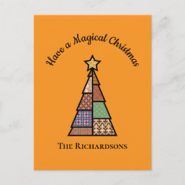 キルトクリスマスツリーのクリスマスポストカード シーズンポストカード