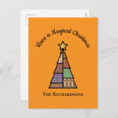 キルトクリスマスツリーのクリスマスポストカード シーズンポストカード (正面/裏面)