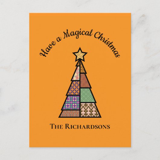 キルトクリスマスツリーのクリスマスポストカード シーズンポストカード (正面)