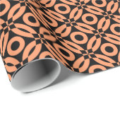 キルトスタイルパターン02 – ピーチオンブラック ラッピングペーパー (ロールコーナー)