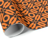 キルトスタイルパターン02 – ブラックのオレンジ ラッピングペーパー (ロールコーナー)