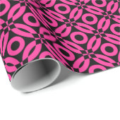 キルトスタイルパターン02 – ホットピンク（黒） ラッピングペーパー (ロールコーナー)