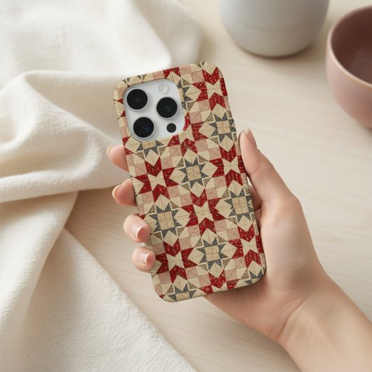 キルトスターフォンケース ビンテージ パッチワーク 幾何学模様 iPhoneケース