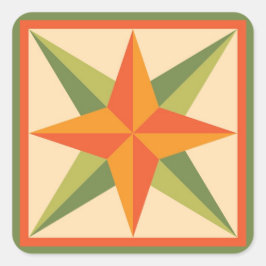 キルトステッカー – ベベルスター（オレンジ/緑） スクエアシール