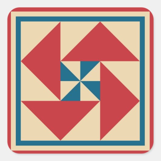 キルトステッカー – 愛国的なスピン（赤） スクエアシール (正面)